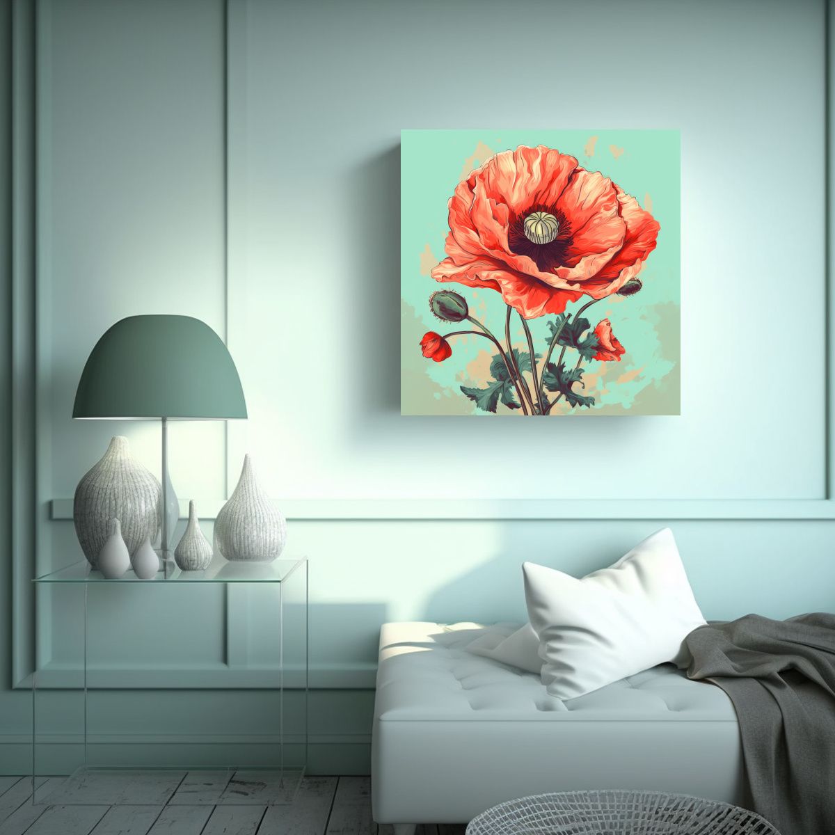 GENERICO - Fantástico Lienzo Vintage Con Ilustración 90x90 Cm.