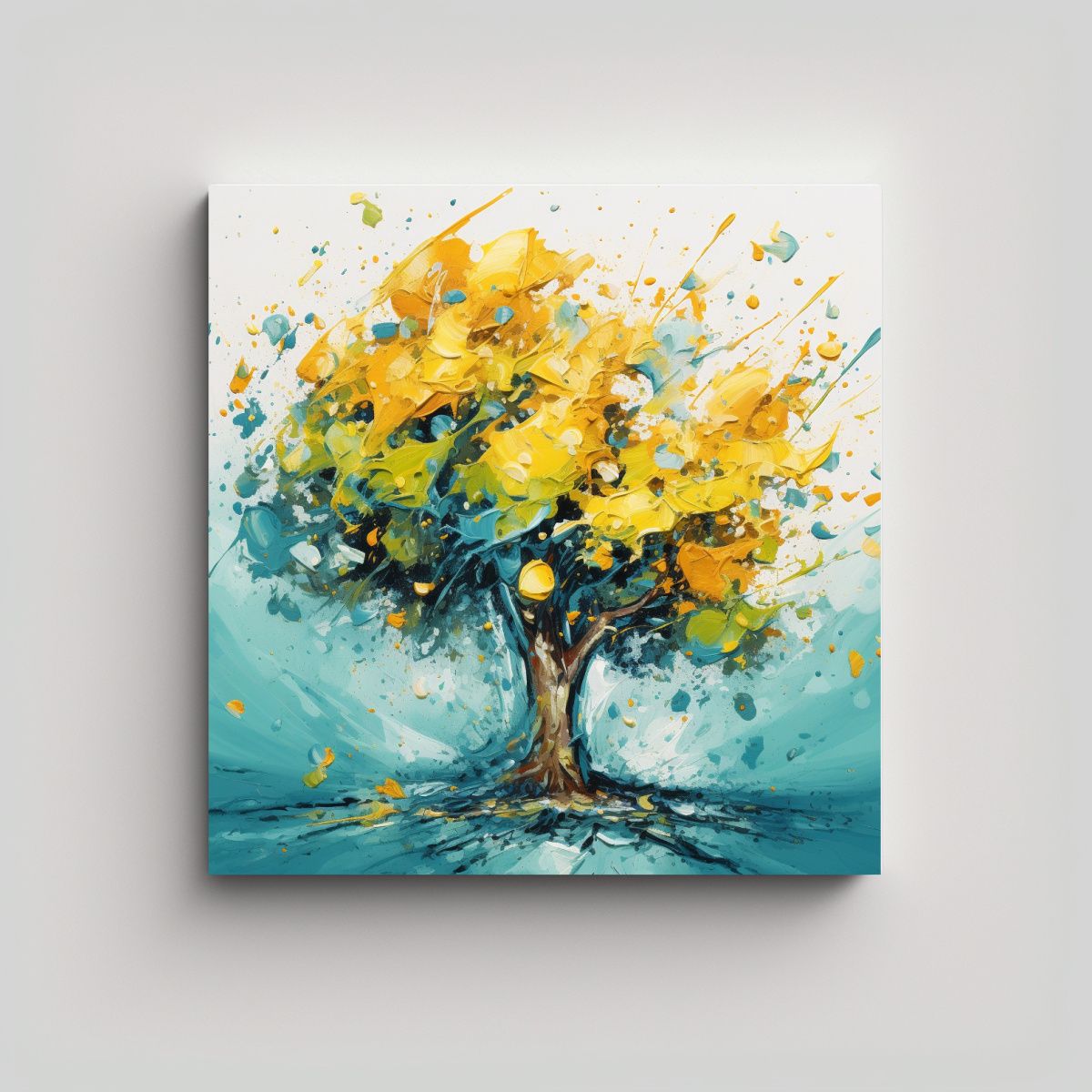 GENERICO - Pintura Abstracta De Un árbol De Manzanas En 90x90 Cm