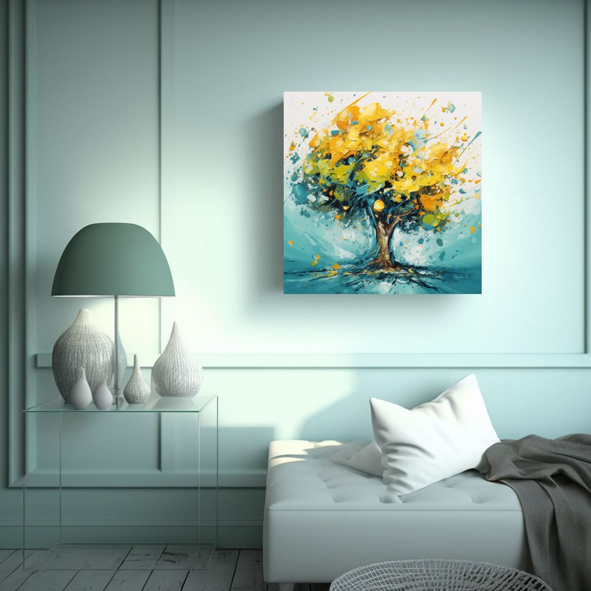 GENERICO - Pintura Abstracta De Un árbol De Manzanas En 90x90 Cm