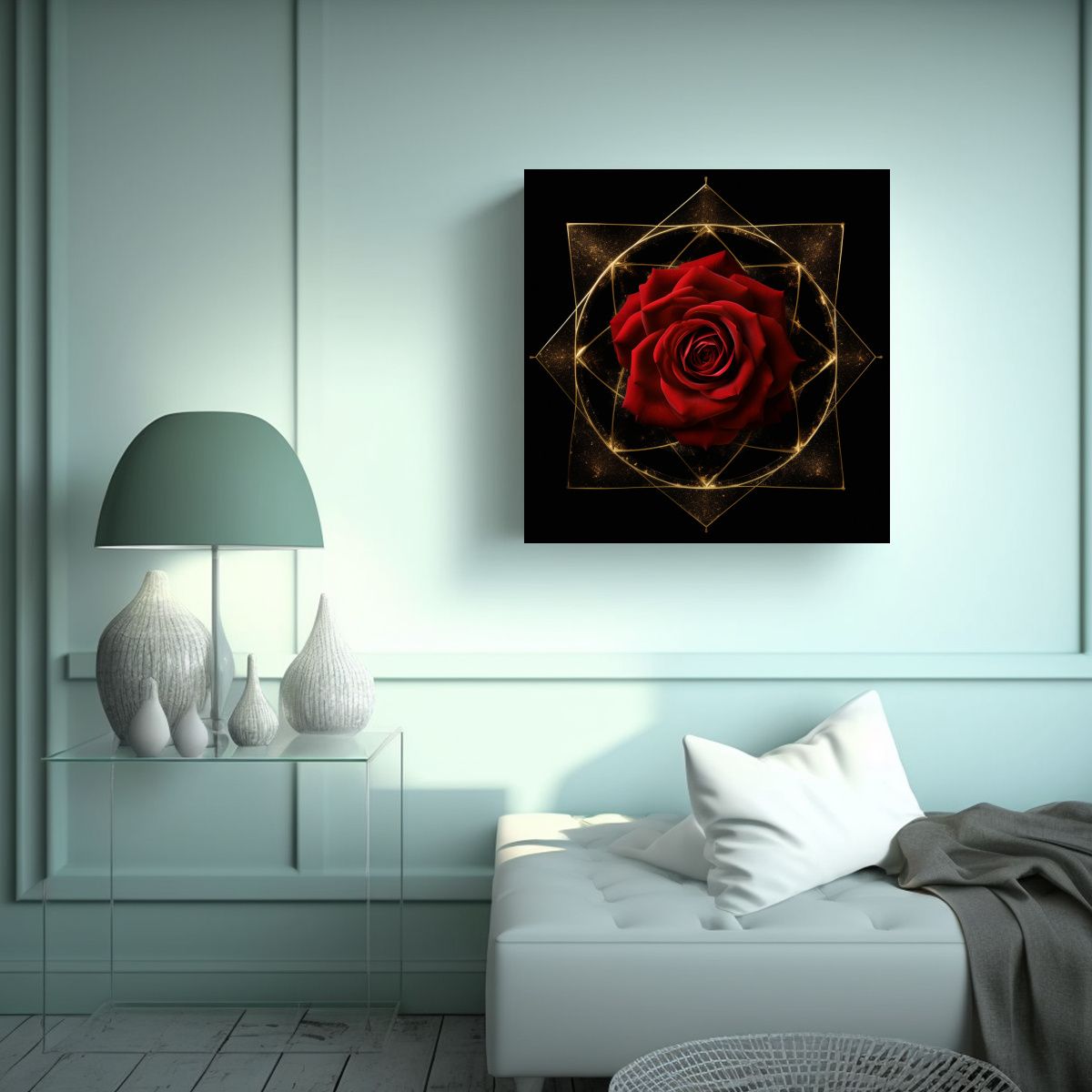 GENERICO - Composición Estética En Canva Rosa Roja Con 80x80 Cm