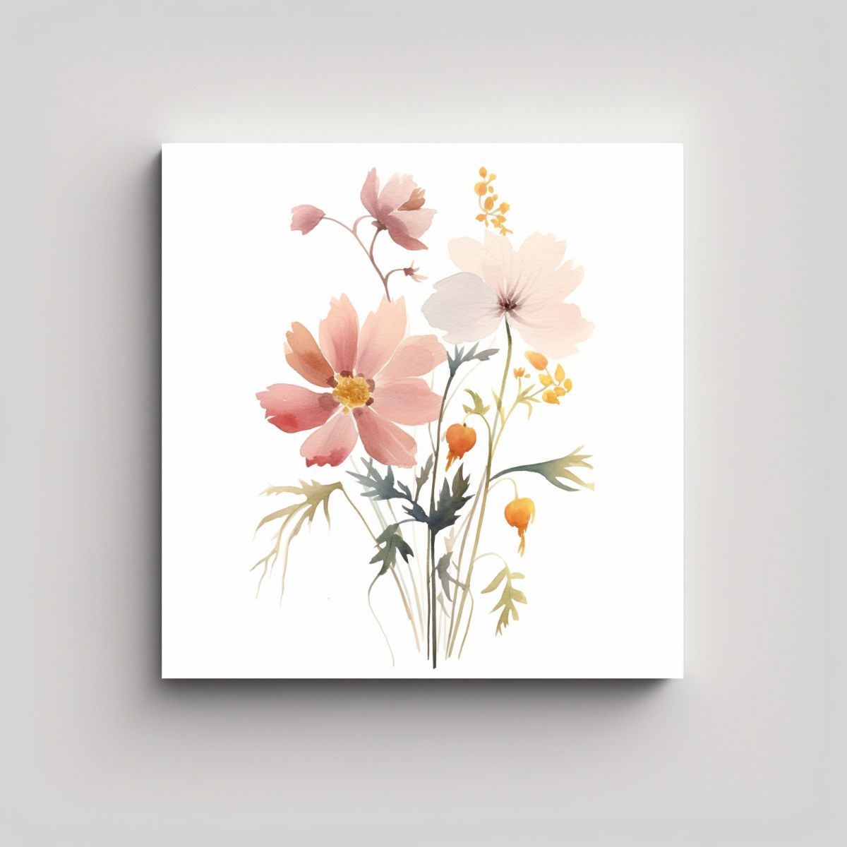 GENERICO - Cuadros Decorativos Bouquet Floral Acuarela En 80x80 Cm