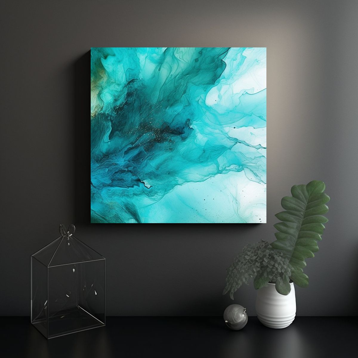 GENERICO - Cuadro En Bastidor Patrón De Viento Turquesa 80x80 Cm.