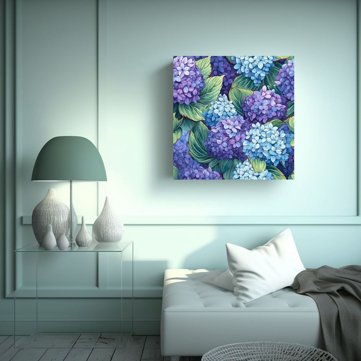GENERICO - Cuadro Decorativo Minimalista De Hortensia Estilo 70x70 Cm