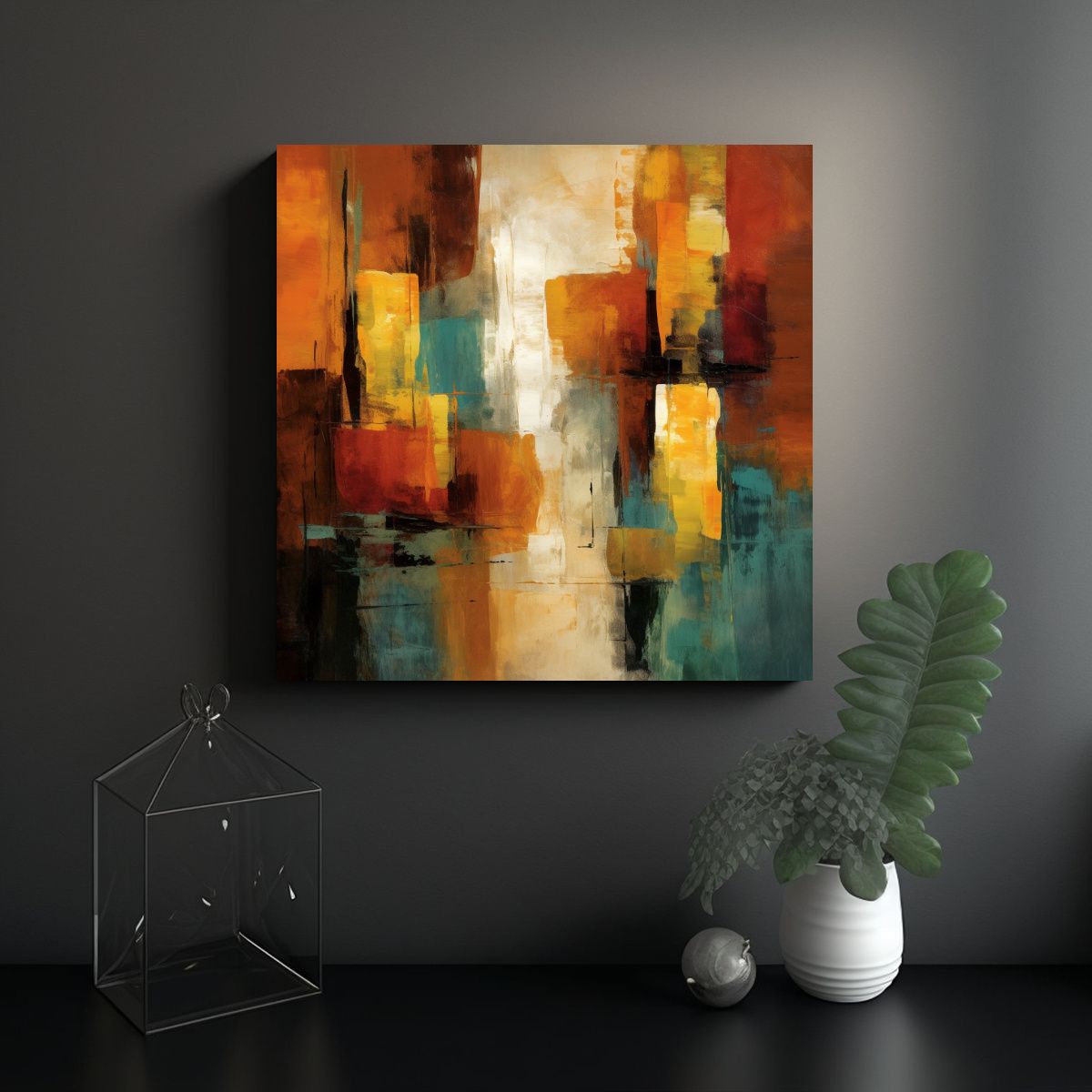 GENERICO - Cuadros Abstractos Modernos Para Decoración De 90x90 Cm.