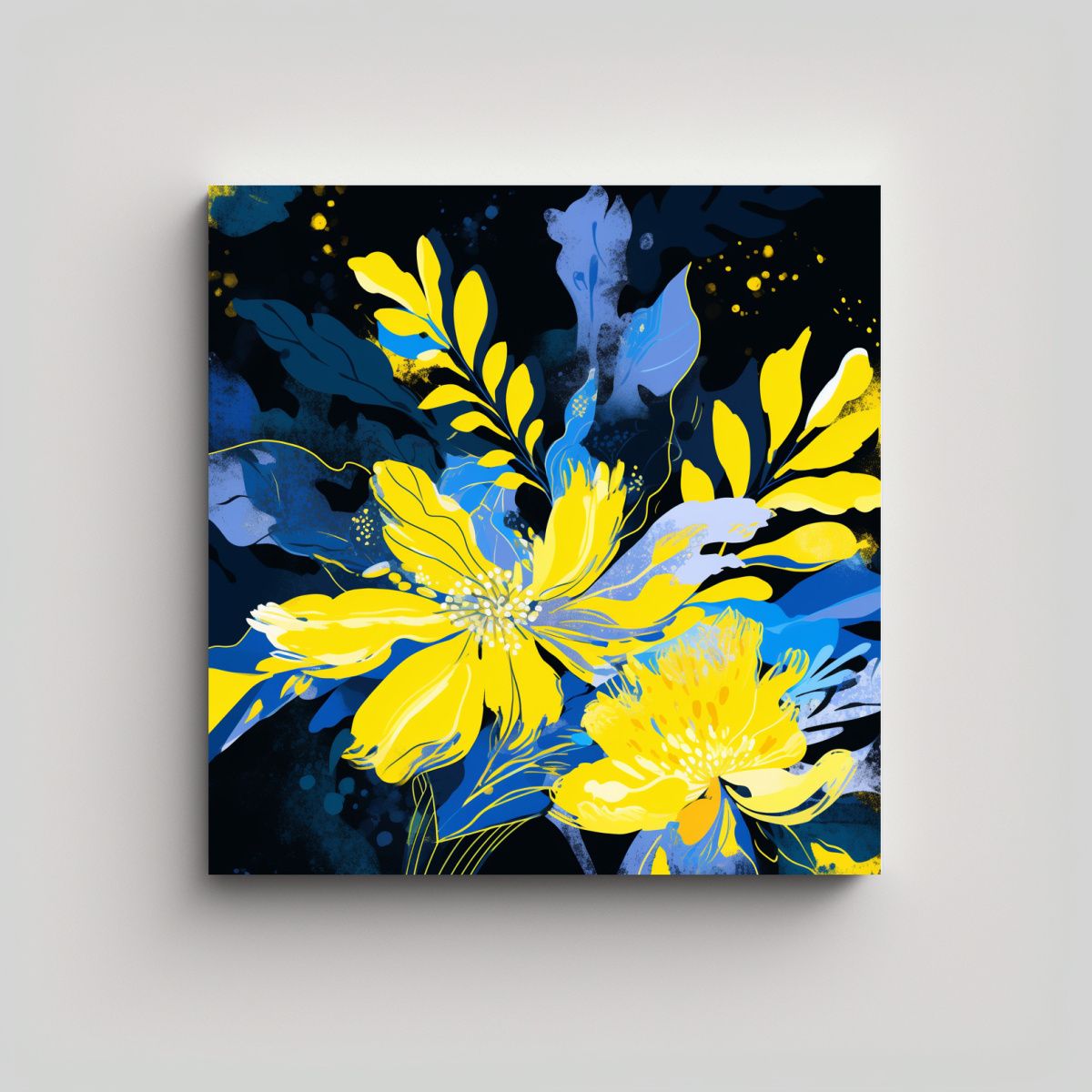 GENERICO - Cuadro Imagen Pop Art Amarillo Y Azul Atmosfera 80x80 Cm