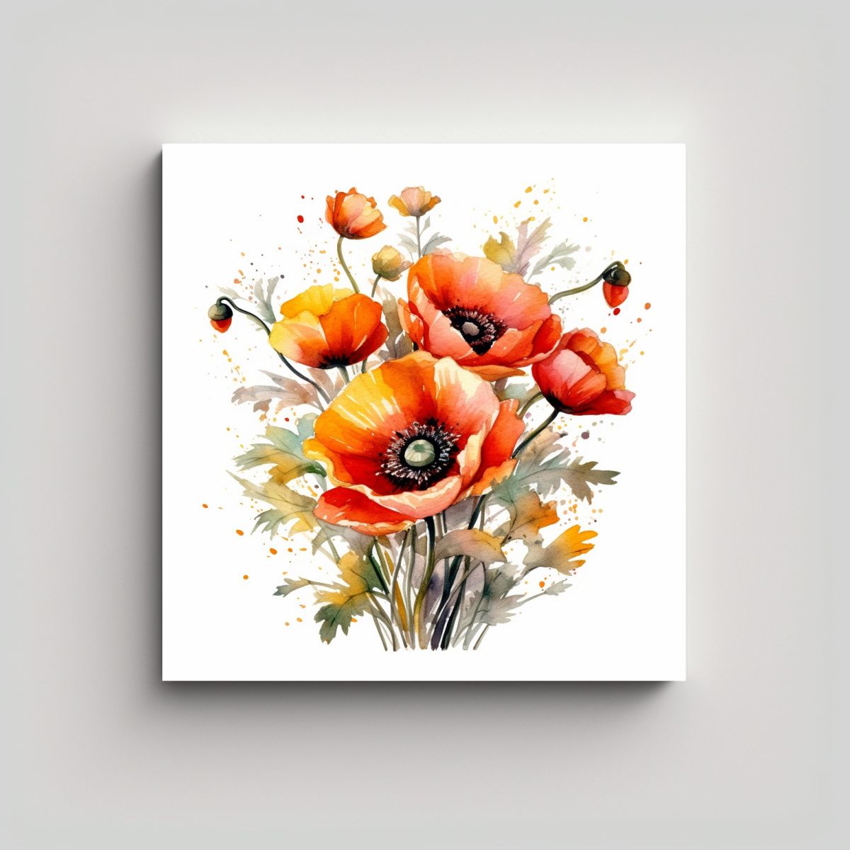 GENERICO - Street Art De Amapolas Vibrantes Lienzo Hermoso 90x90 Cm