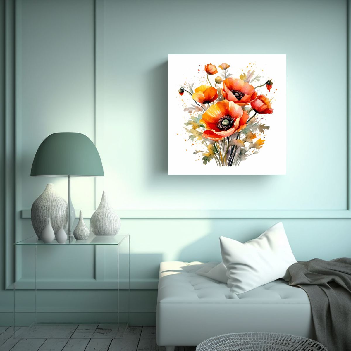 GENERICO - Street Art De Amapolas Vibrantes Lienzo Hermoso 90x90 Cm