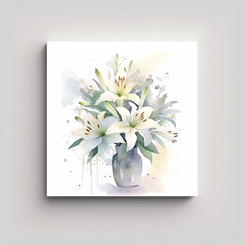 GENERICO - Exposición Cuadro Moderno Lillies En Tonos Y 90x90 Cm