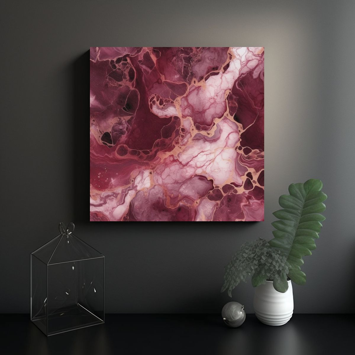 GENERICO - Cuadro Decorativo Textura Mármol Burdeos Para 70x70 Cm.