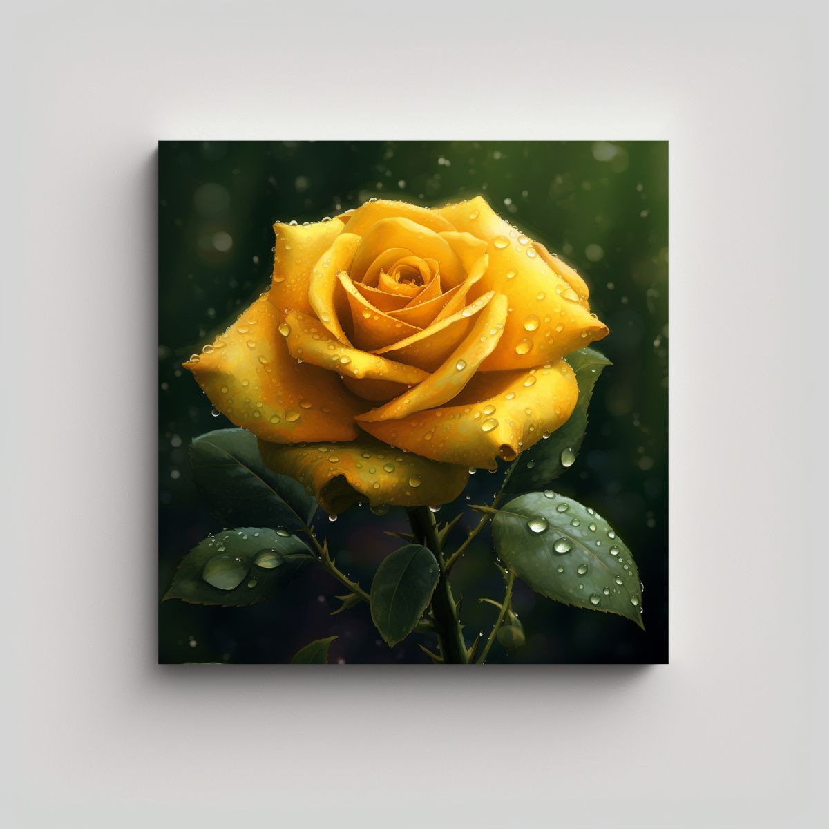 GENERICO - Cuadro Decorativo Lienzo De Rosa Amarilla Con 70x70 Cm