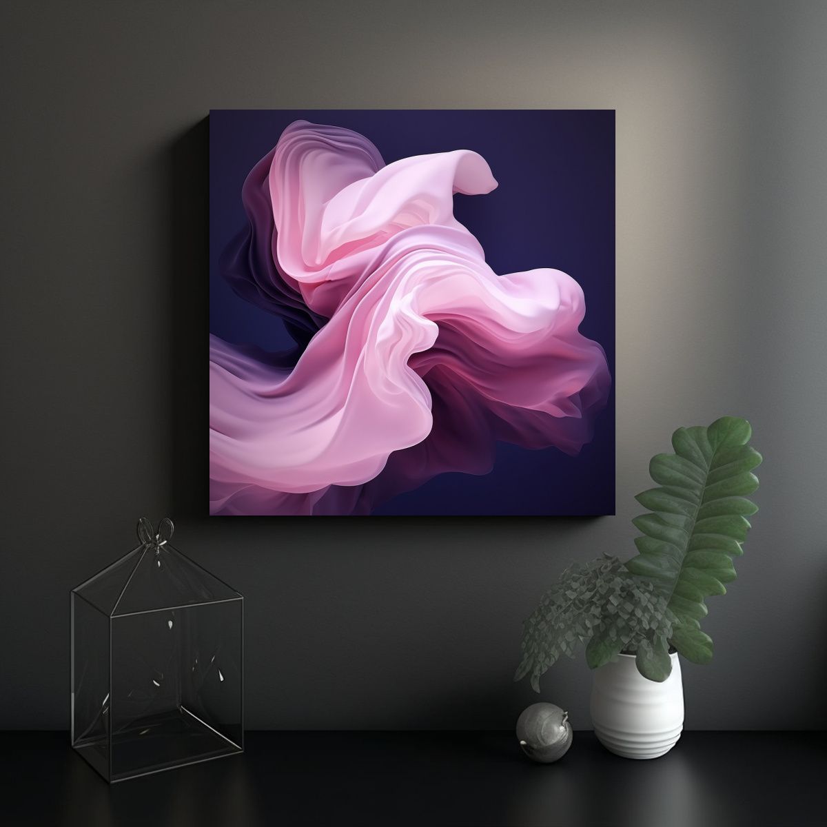 GENERICO - Cuadros Decorativos Seda Fluida Morado Claro Rosa 80x80 Cm