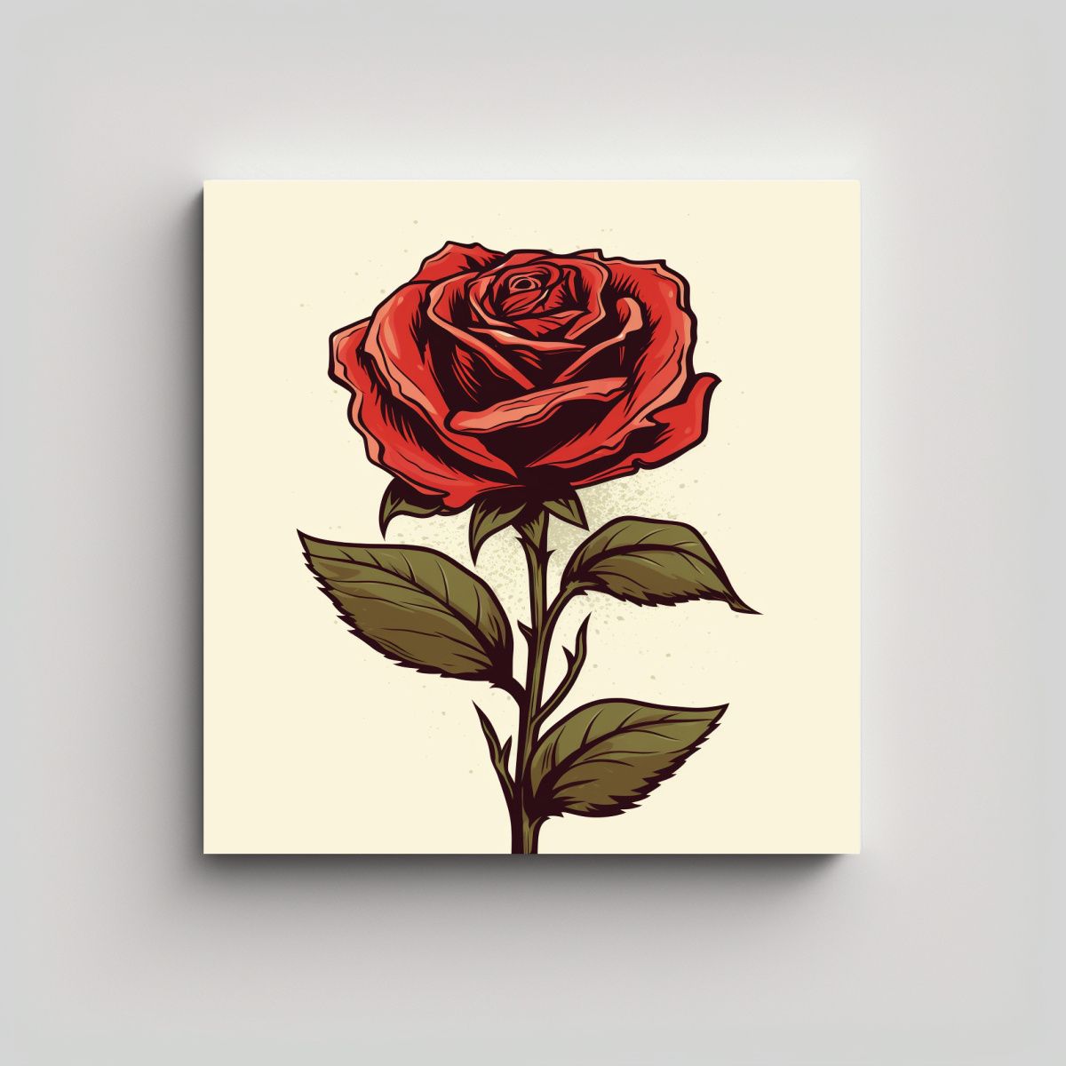 GENERICO - Cuadro Minimalista De Rosa Roja Personalidad En 80x80 Cm