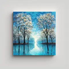 GENERICO - Cuadro Bastidor Acuarela árboles Otoño Cielo 70x70 Cm