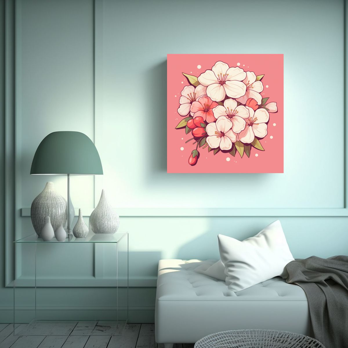 GENERICO - Cuadro Decorativo Kawaii De Flor De Cerezo 80x80 Cm