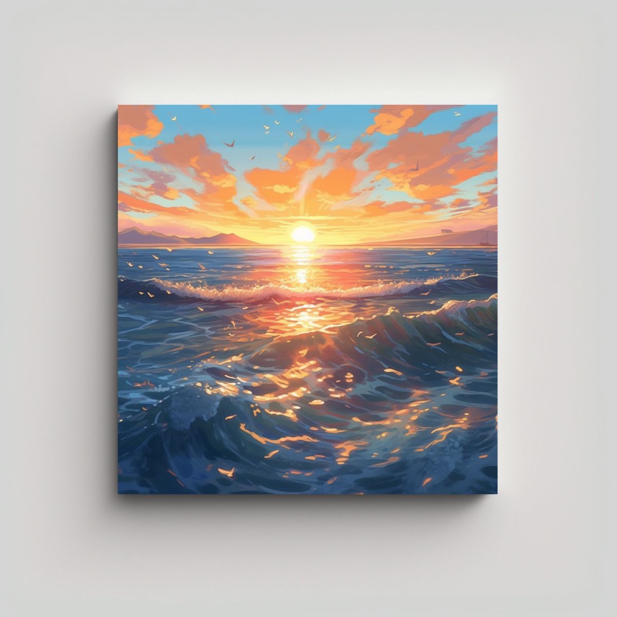 GENERICO - Cuadro Mural Hermoso Sol Amaneciendo Sobre El 70x70 Cm