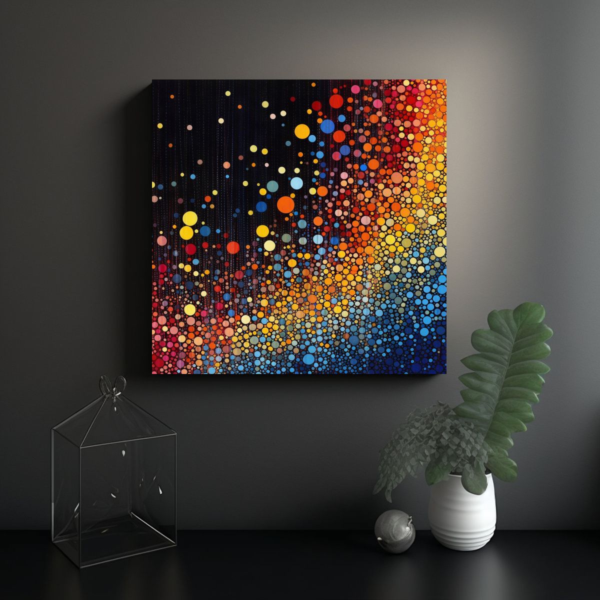 GENERICO - Pinturas Decorativas Con Composición De Puntos 70x70 Cm.