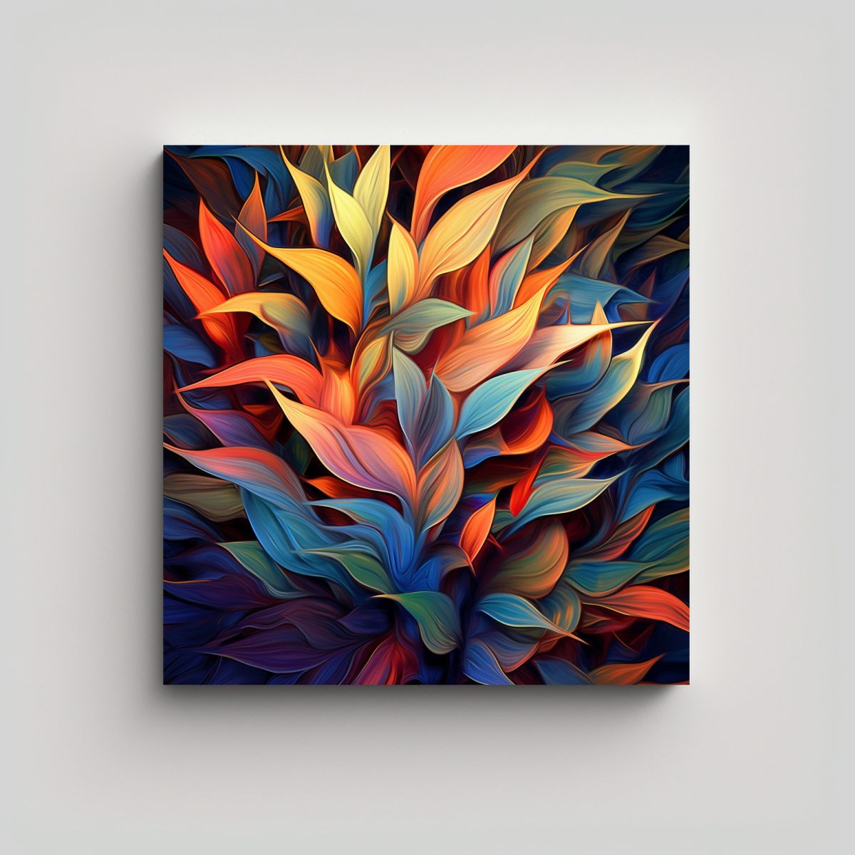 GENERICO - Cuadro Abstracto Plantas En Tela Para Decoración 90x90 Cm