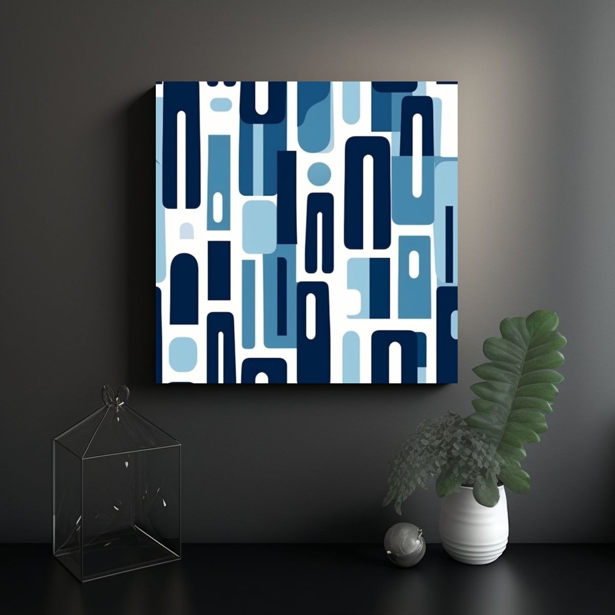 GENERICO - Cuadros Modernos Juveniles En Tonos Azules Con 80x80 Cm