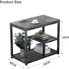 YOMYM - Mesa Auxiliar con Tablero de MDF Gris y Estructura de Acero