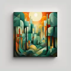 GENERICO - Pintura Abstracta Relieve Paisaje En Lienzo 70x70 Cm