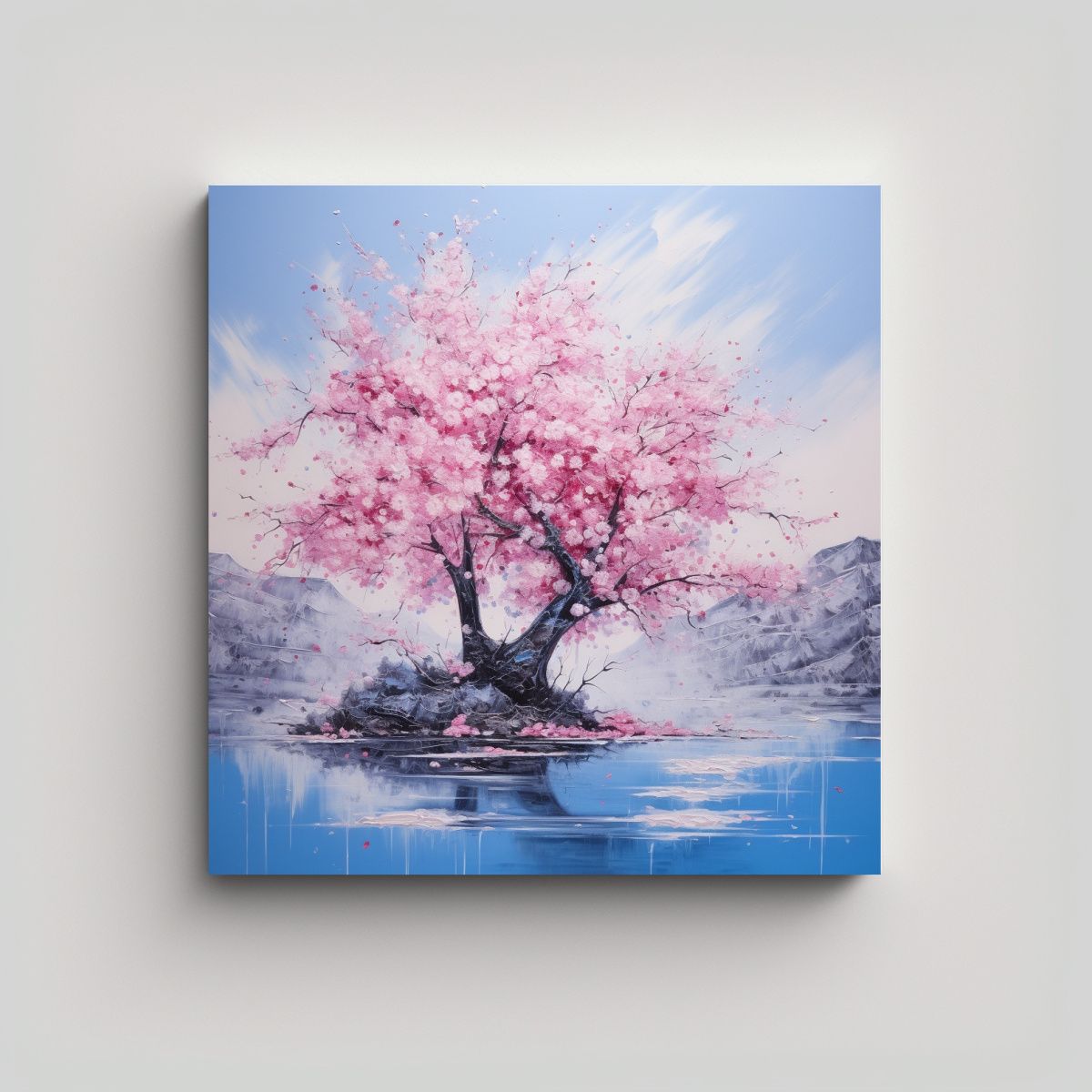 GENERICO - Pintura Abstracta De Cerezo En Flor O Sakura De 70x70 Cm