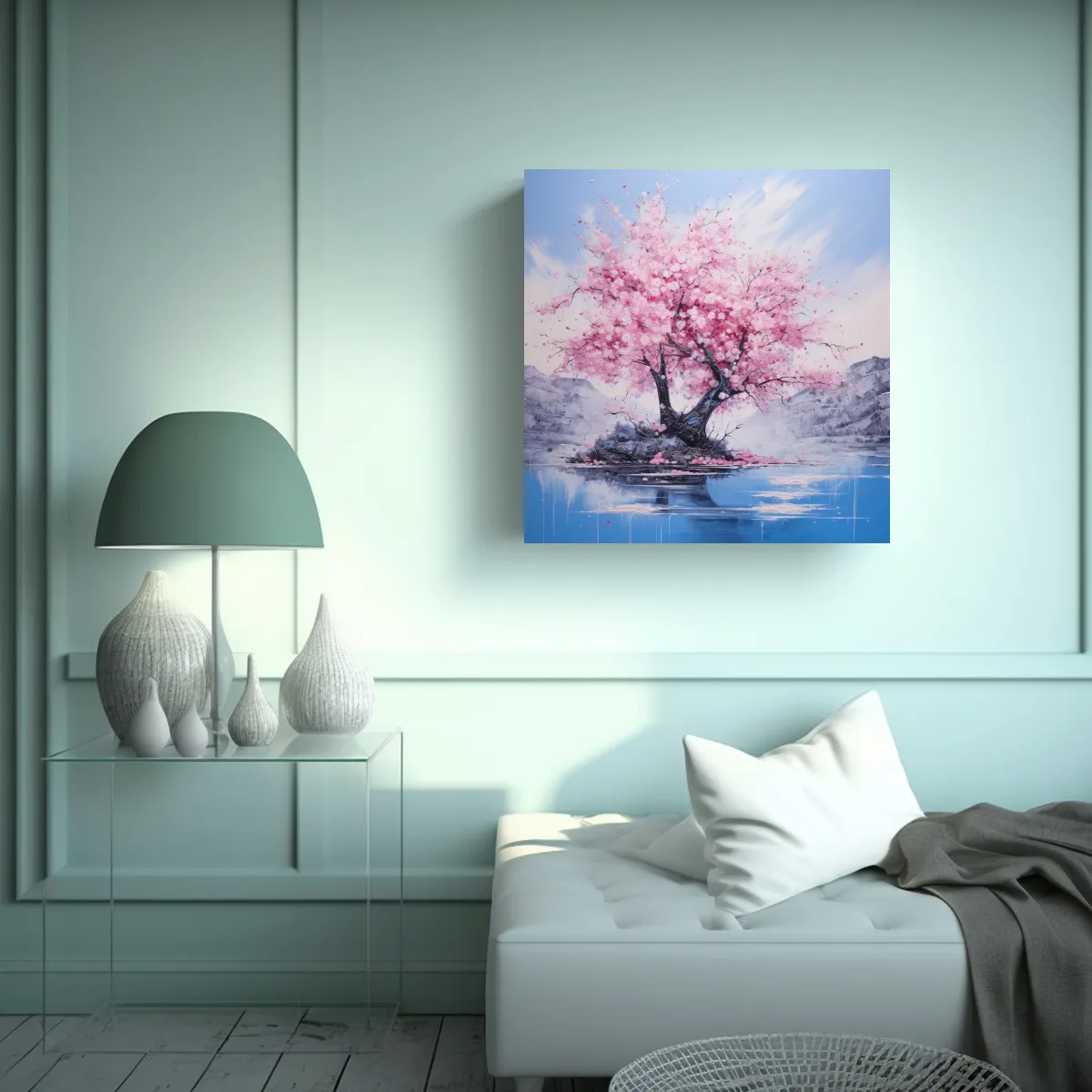 GENERICO - Pintura Abstracta De Cerezo En Flor O Sakura De 70x70 Cm