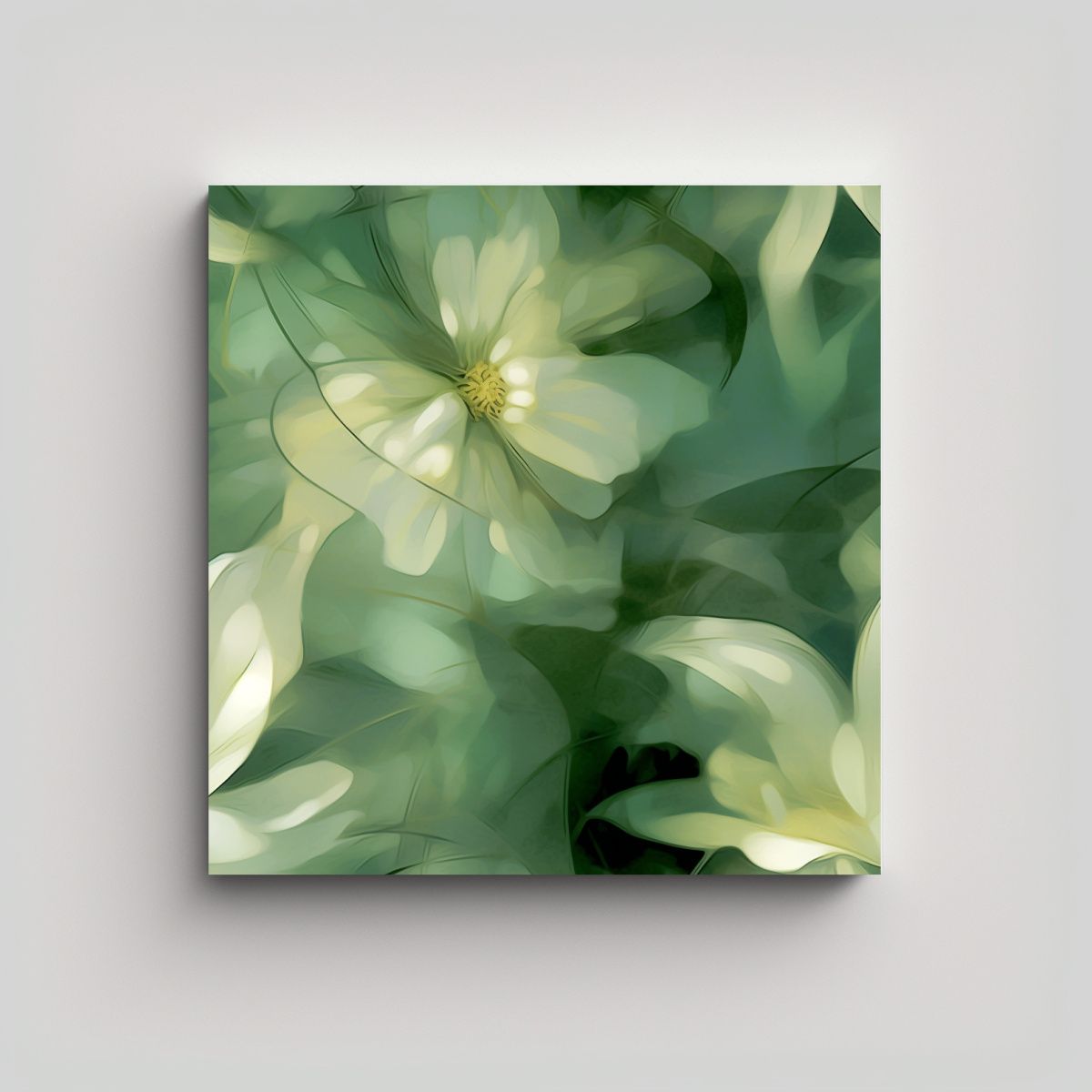 GENERICO - Cuadro Abstracto Digital Tranquilidad En Verdes 70x70 Cm