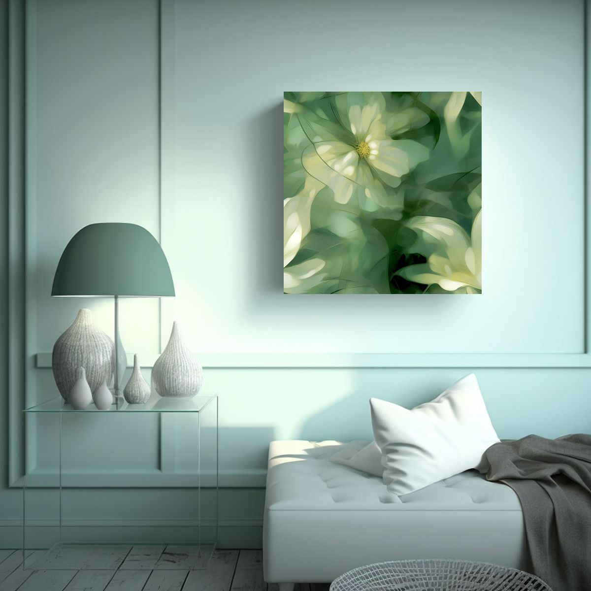 GENERICO - Cuadro Abstracto Digital Tranquilidad En Verdes 70x70 Cm