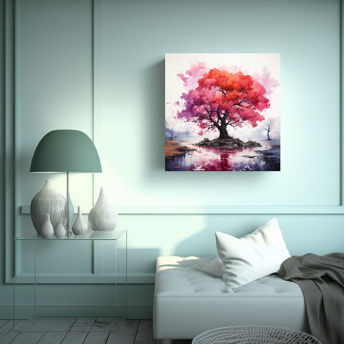 GENERICO - Pintura Abstracta Elegante De Un Árbol De Alamo 80x80 Cm