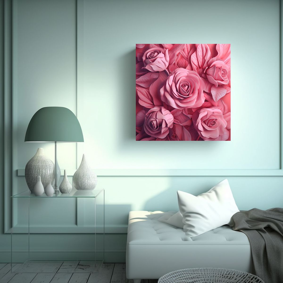 GENERICO - Cuadro Moderno Rosa Abstracto Obra Maestra Para 80x80 Cm