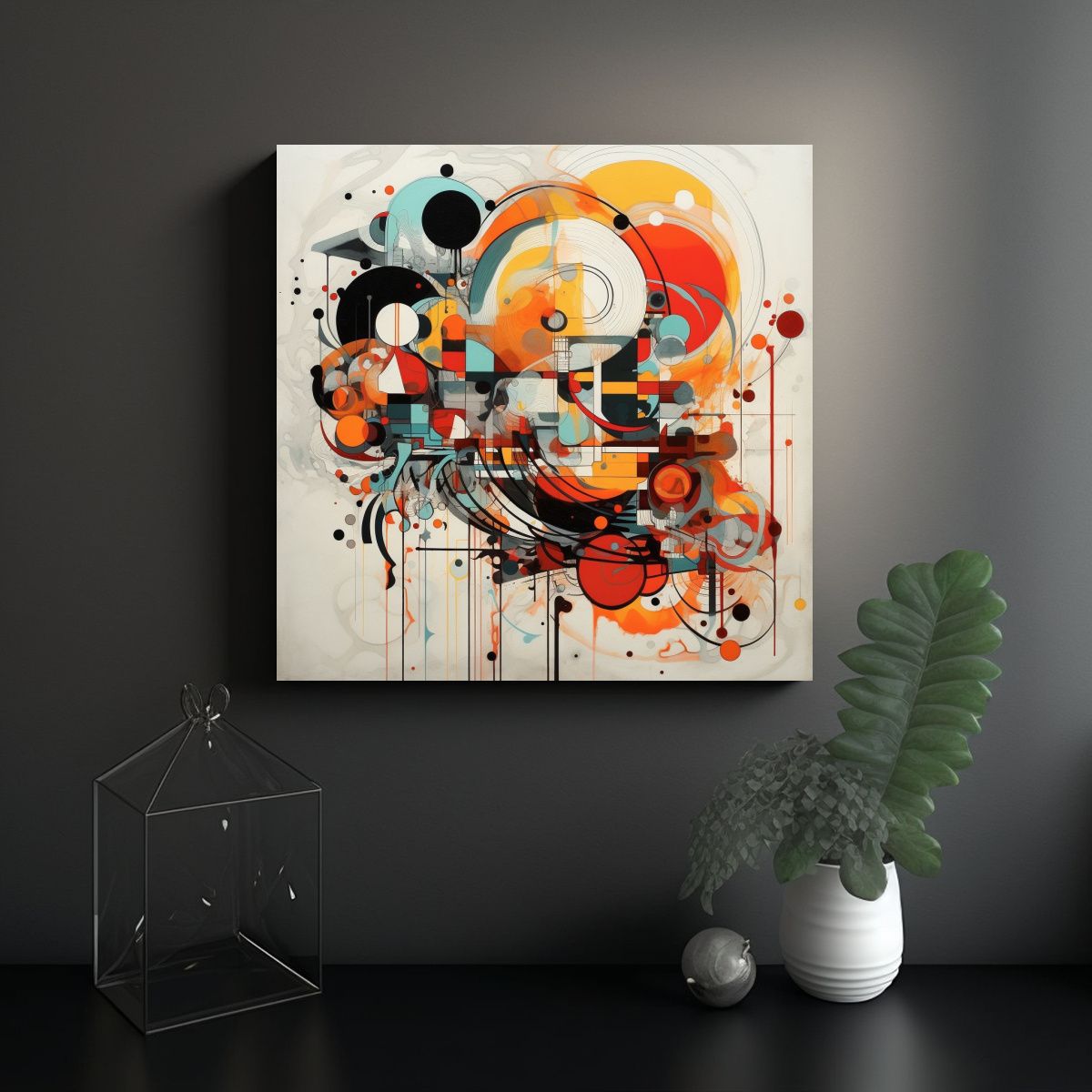 GENERICO - Pinturas Abstractas De Baño Moderno En Canva 80x80 Cm.