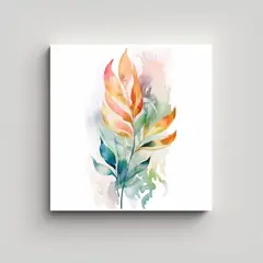 GENERICO - Pintura Acuarela Hojas Delicadas Y Refinadas Arte 80x80 Cm