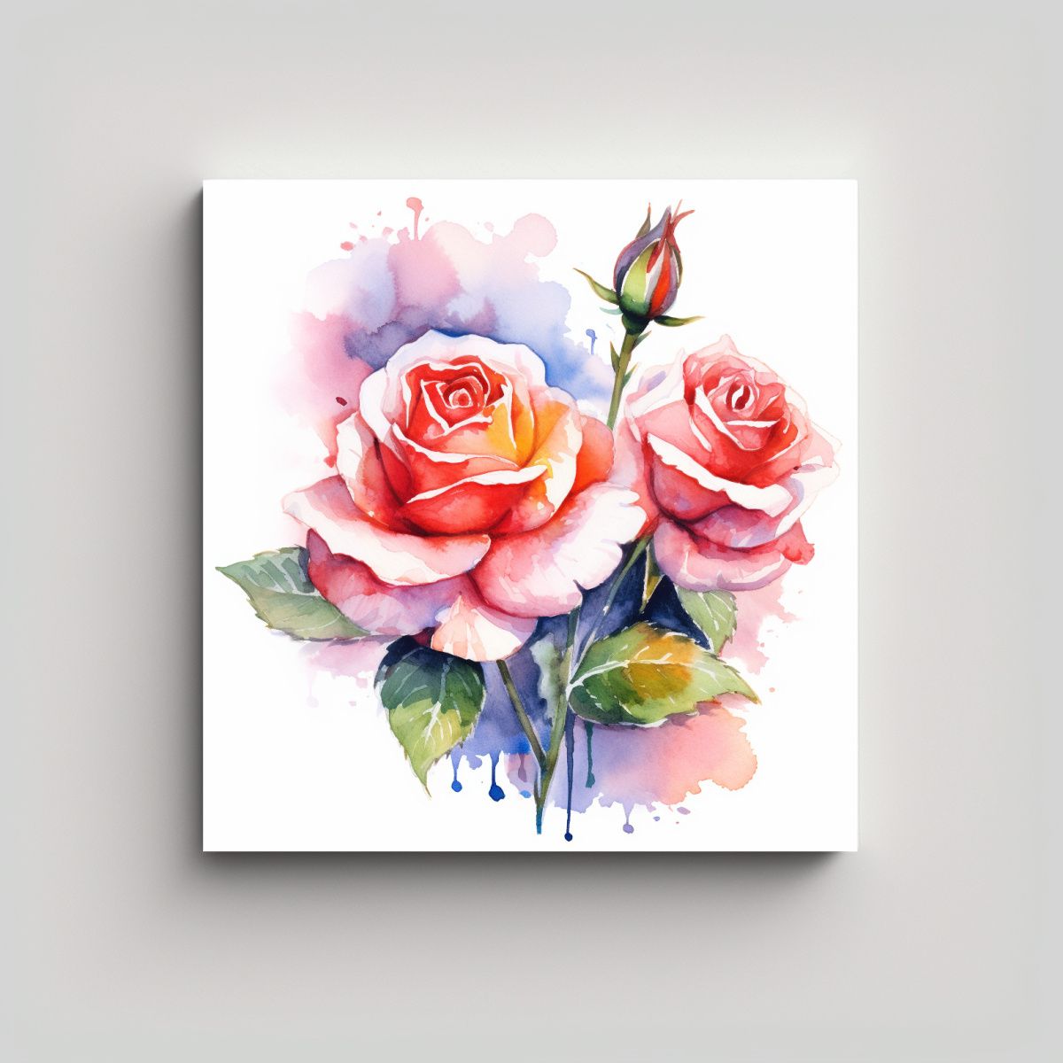 GENERICO - Elegante Lienzo De Rosa Acuarela Decoración 70x70 Cm