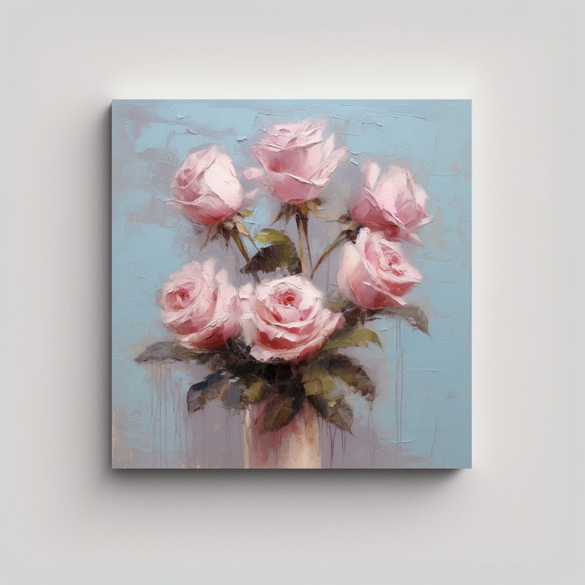 GENERICO - Cuadro Intensidad Rosa Estilo Impresionista Con 80x80 Cm