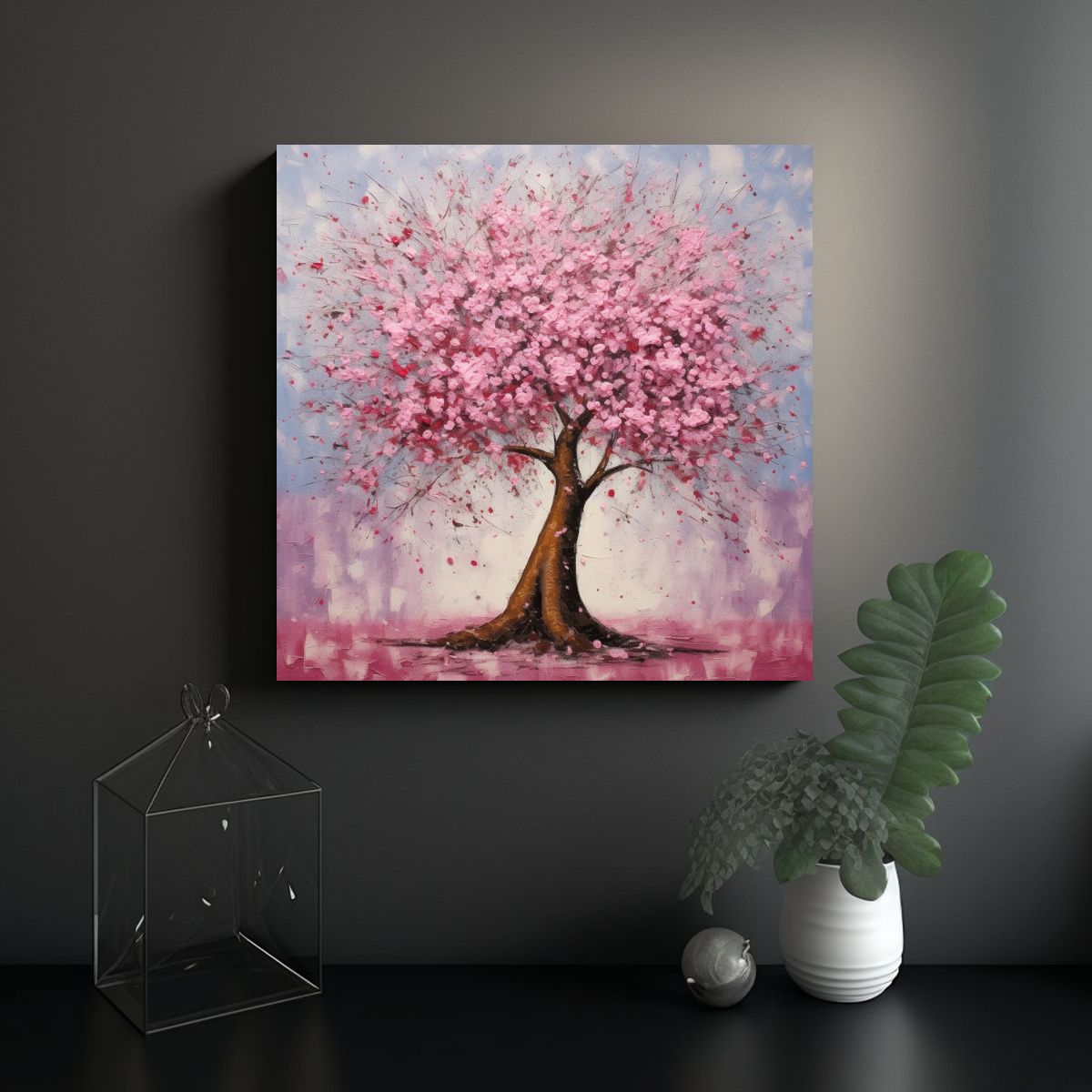 GENERICO - Pinturas Abstractas árbol Cerezo Para 80x80 Cm