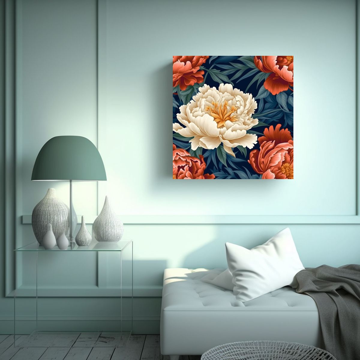 GENERICO - Cuadro Decorativo De Peonías Vibrantes 80x80 Cm