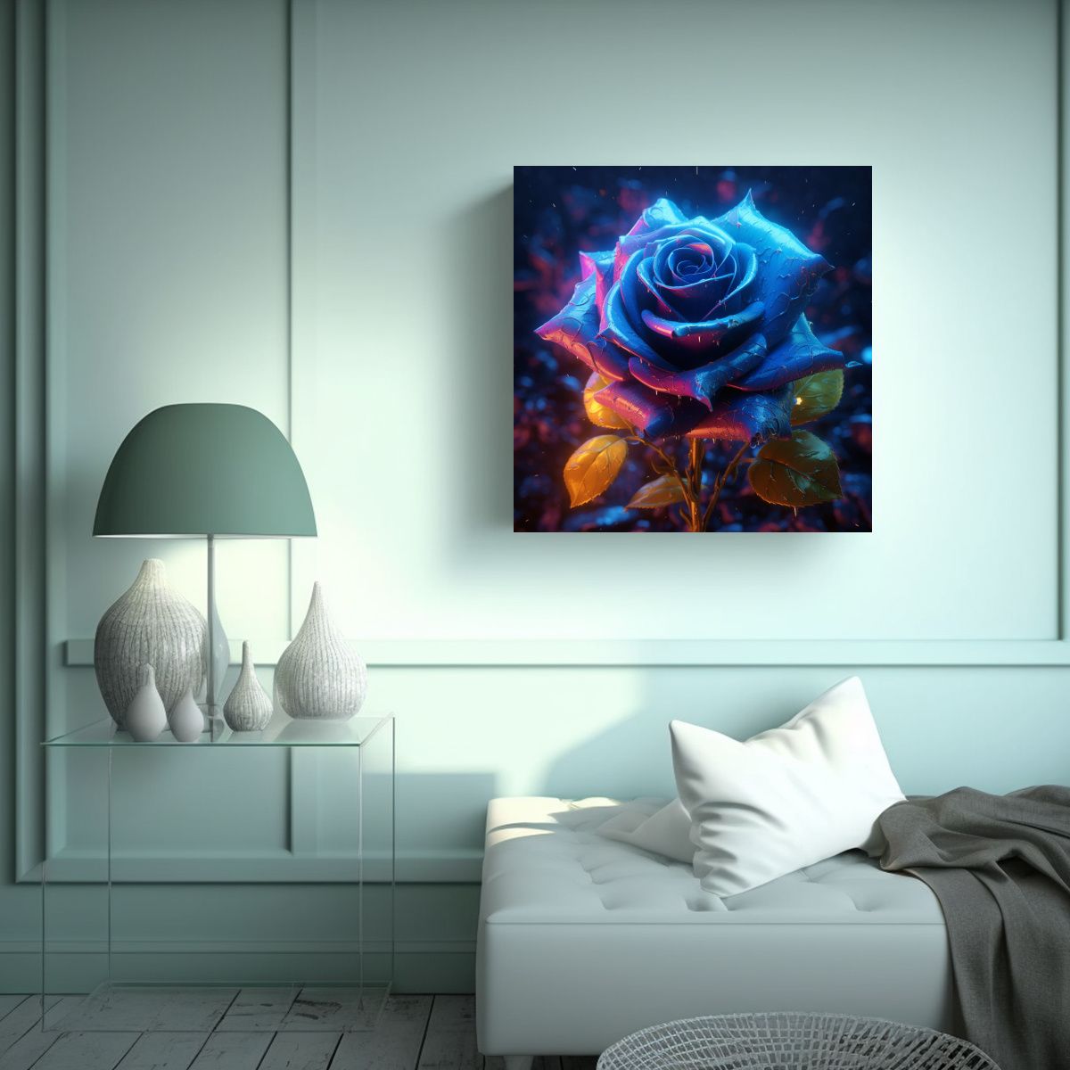 GENERICO - Cuadro Decorativo Blue Rose El Adorno Diseño 80x80 Cm