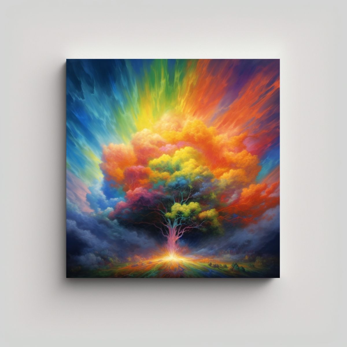 GENERICO - Pintura Estilo óleo Con Arcoíris Colorido En La 70x70 Cm