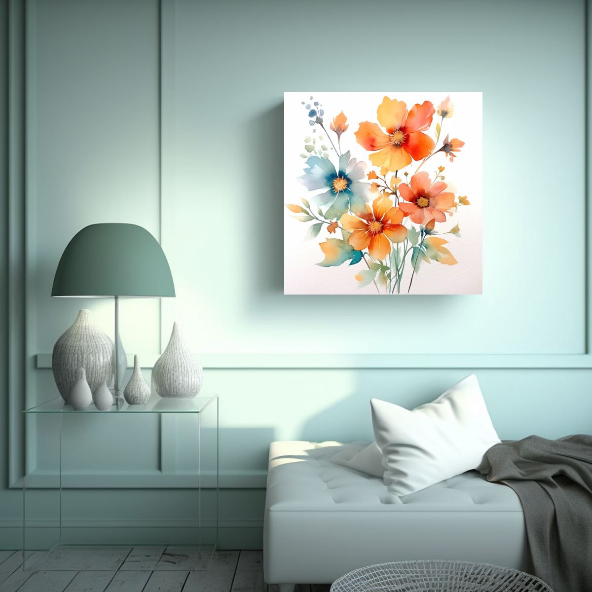 GENERICO - Composición Intensa De Fotografía Floral En 80x80 Cm