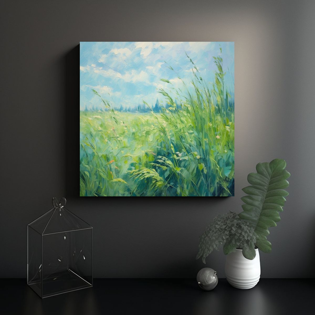GENERICO - Cuadro En Bastidor Forma Vida Pintura Al óleo 70x70 Cm.