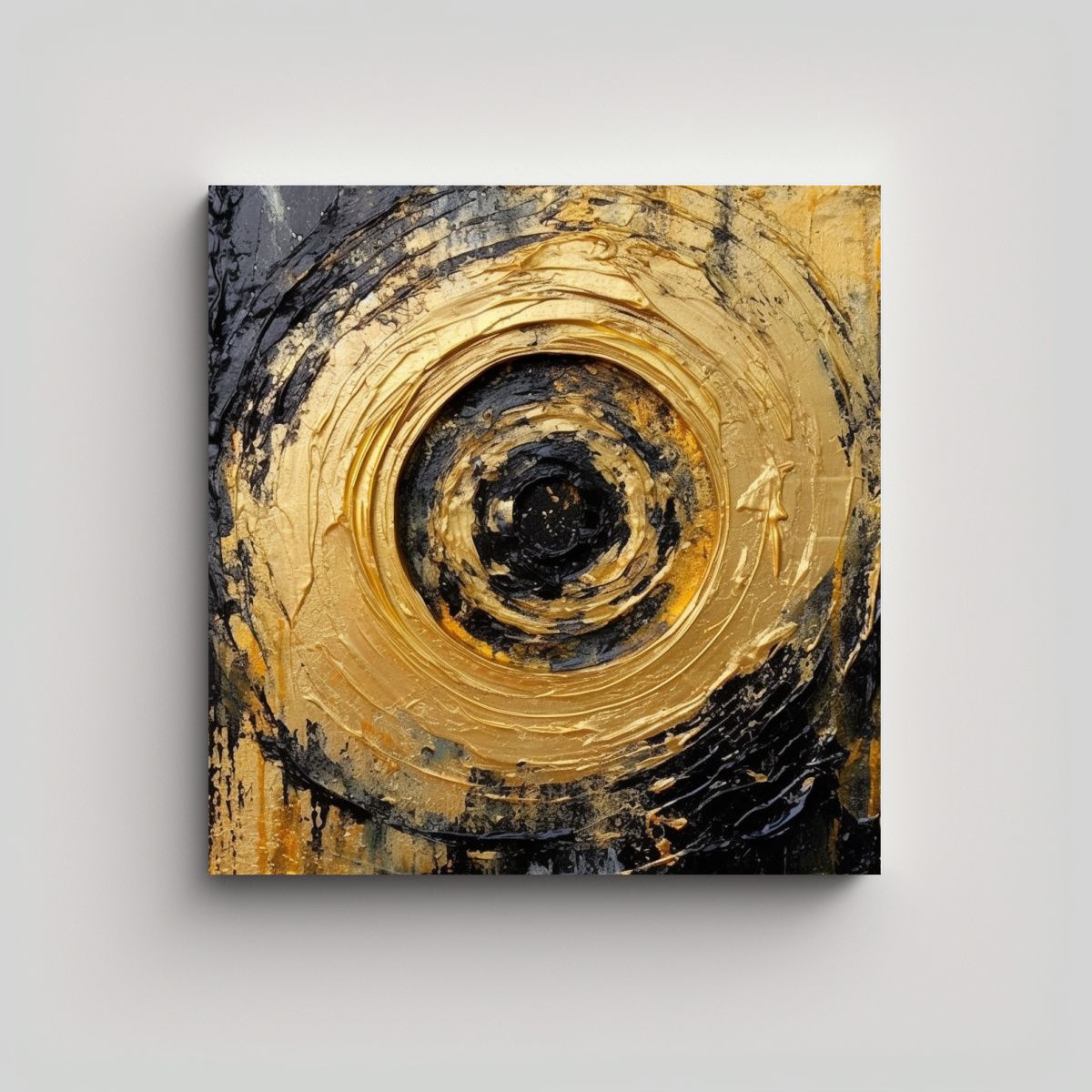 GENERICO - Pintura Fantástica Anillo Negro Y Dorado Con 90x90 Cm