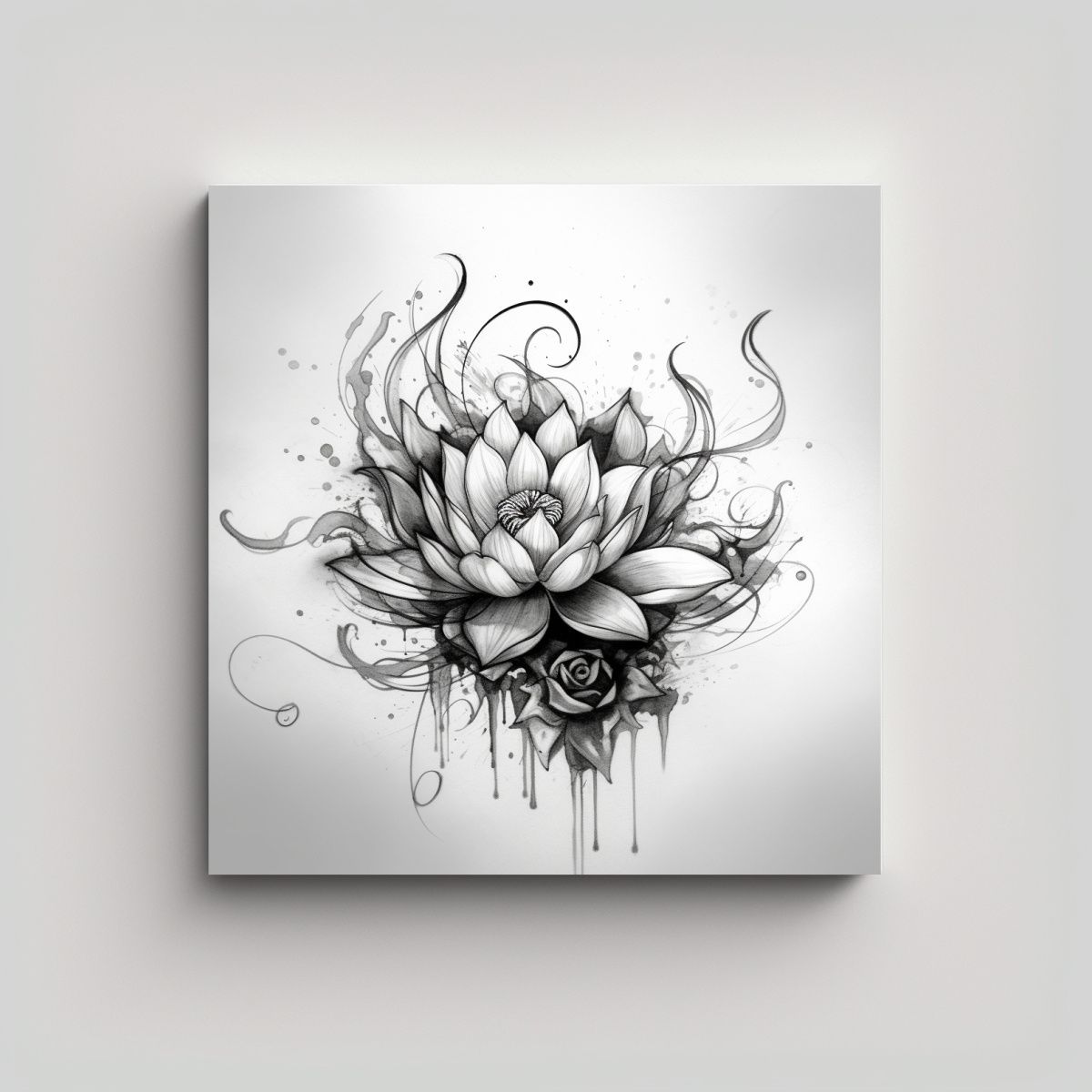 GENERICO - Cuadro Decorativo Arte Vanguardia De Flor De Loto 70x70 Cm.