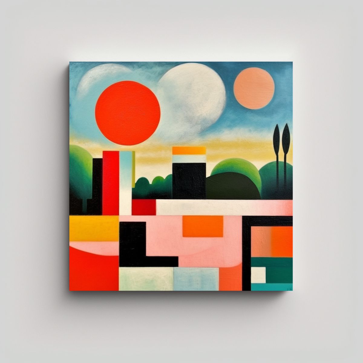 GENERICO - Cuadro Abstracto Paisaje Salón Arte Moderno 70x70 Cm