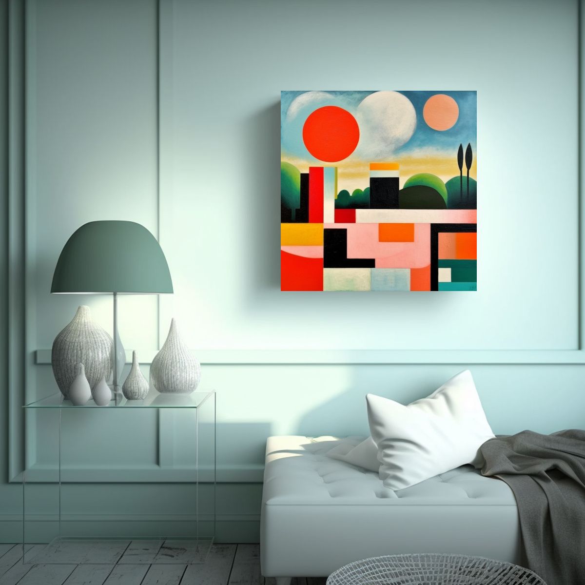 GENERICO - Cuadro Abstracto Paisaje Salón Arte Moderno 70x70 Cm