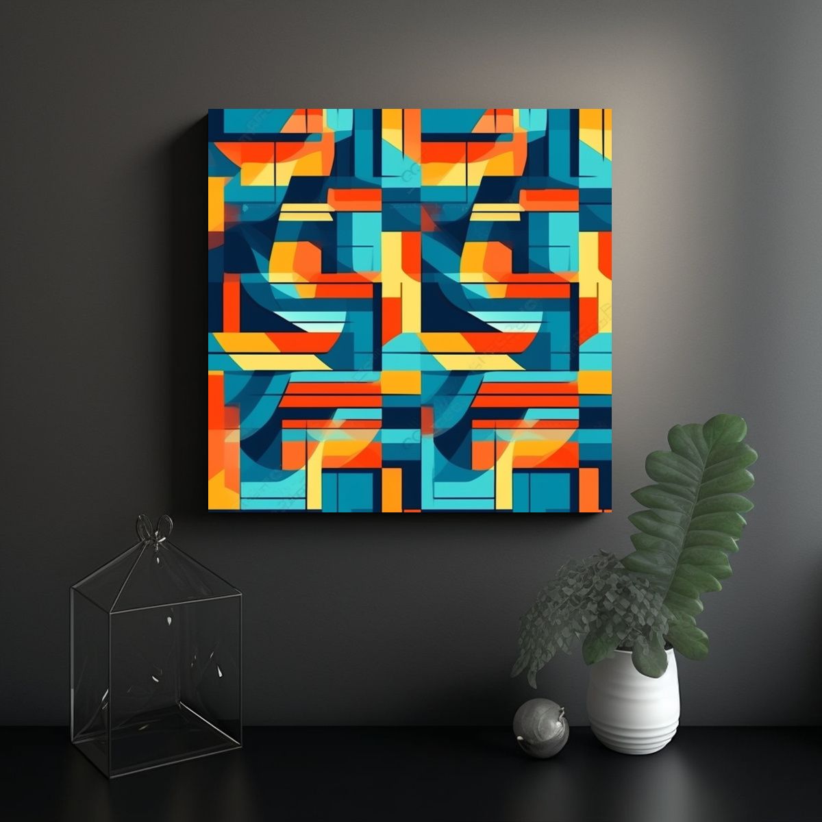 GENERICO - Cuadro Abstracto Perspectiva Montaña 80x80 Cm