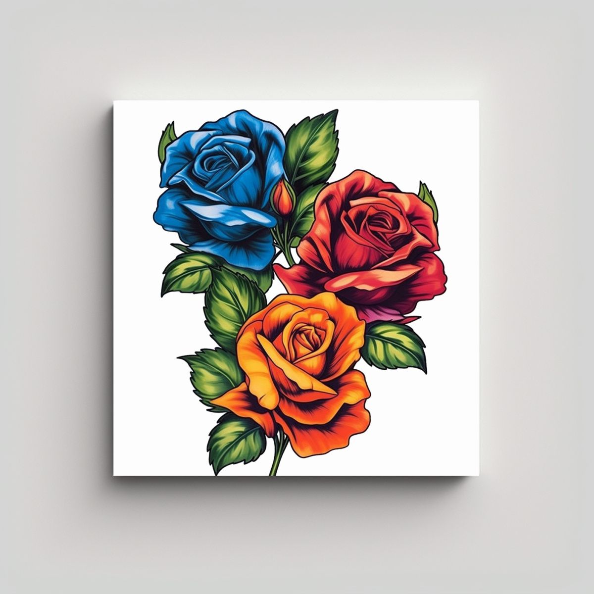 GENERICO - Cuadro Impresionante De Rosas Multicolor Con 90x90 Cm