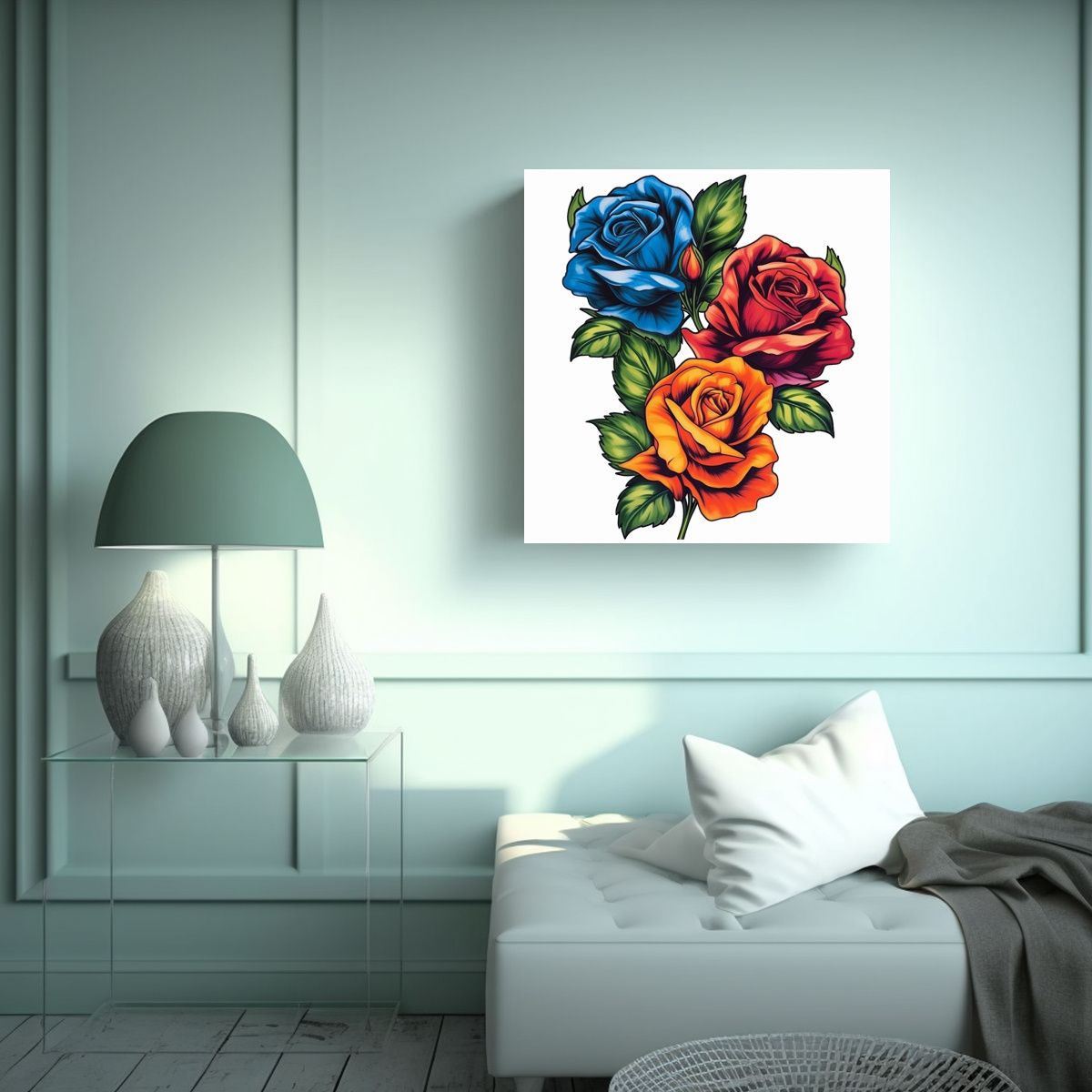 GENERICO - Cuadro Impresionante De Rosas Multicolor Con 90x90 Cm