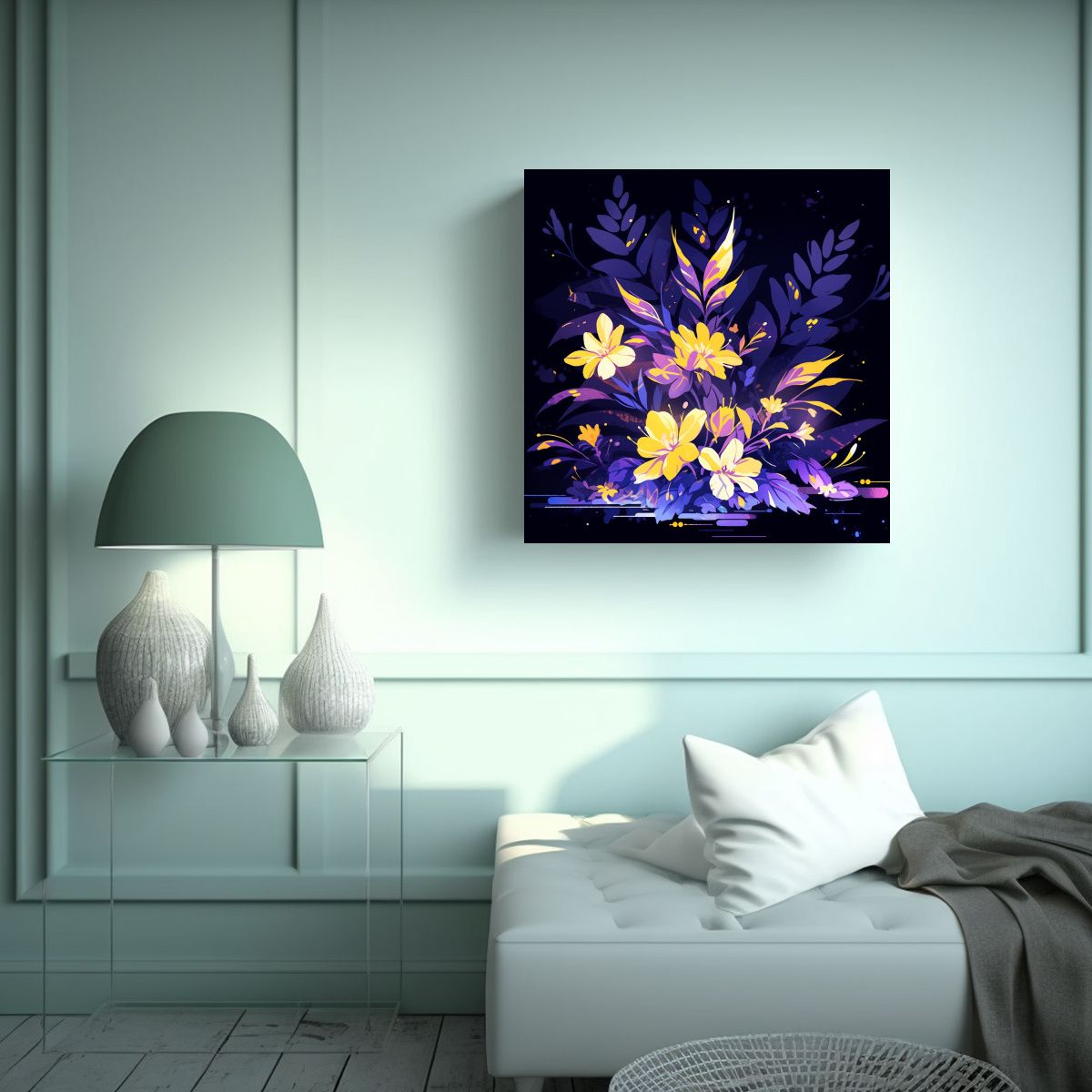 GENERICO - Pinturas Decorativas En Tela Con Ambiente Neonoir 90x90 Cm