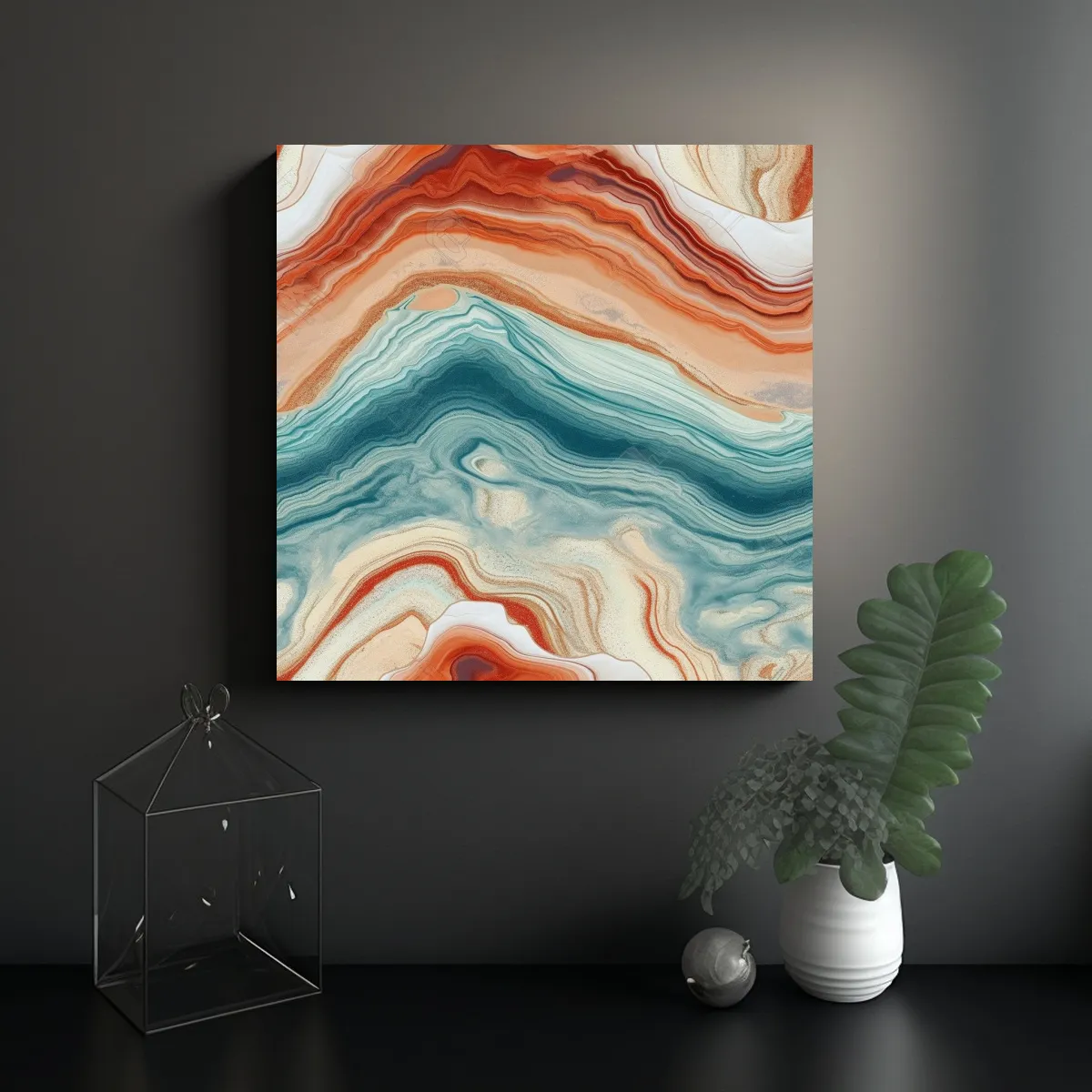 GENERICO - Pintura Decorativa Cuadro Cálido En Mármol 90x90 Cm