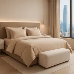 ARMONIA - Juego Sábanas Signature 800 Hilos 2 Plazas Lisas Beige